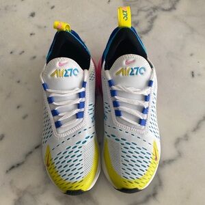 Nike Kids Air Max 270 White Blue Yellow Sneakers